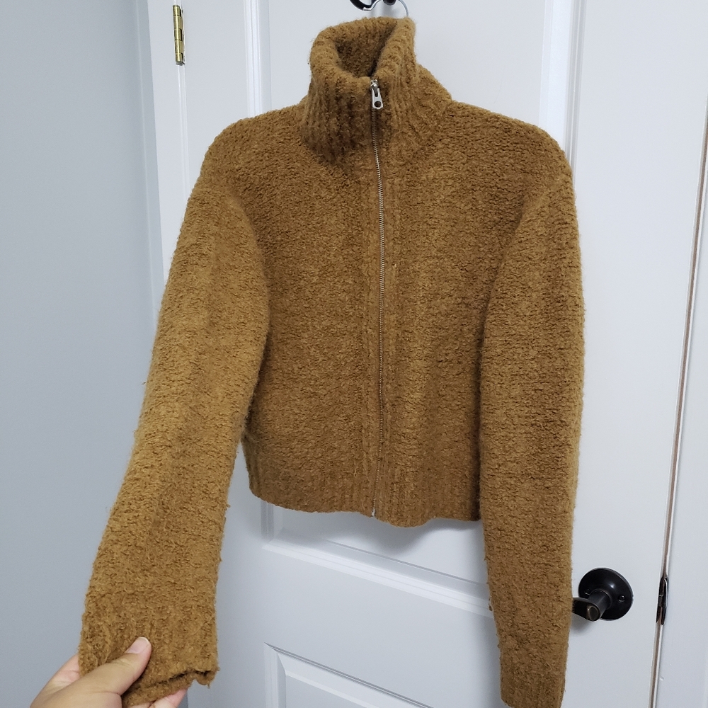 WILFRED FREE ARITZIA Brown Marilyn Cropped Alpaca Sweater - Picture 5 of 12